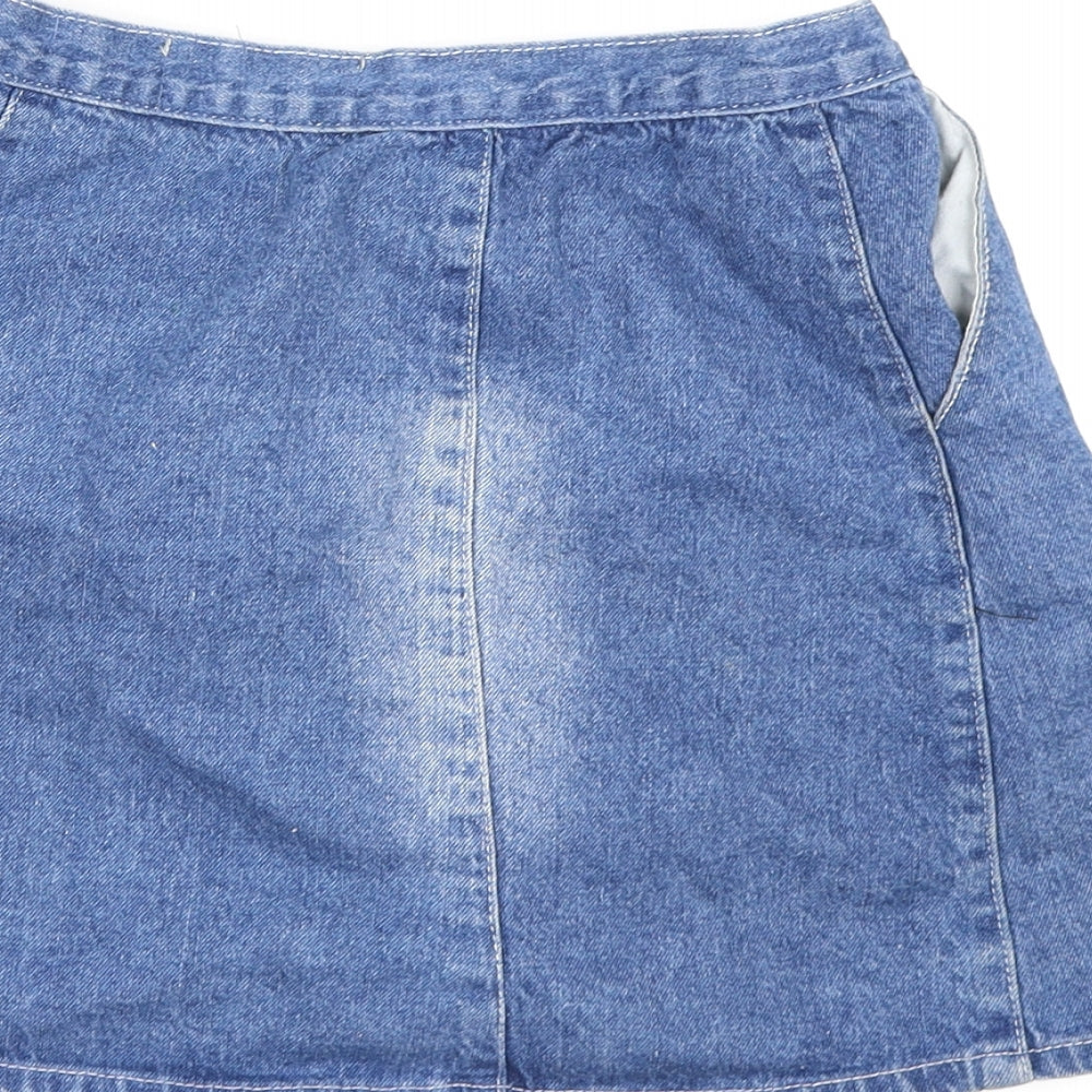 Boohoo Womens Blue  Denim A-Line Skirt Size 8