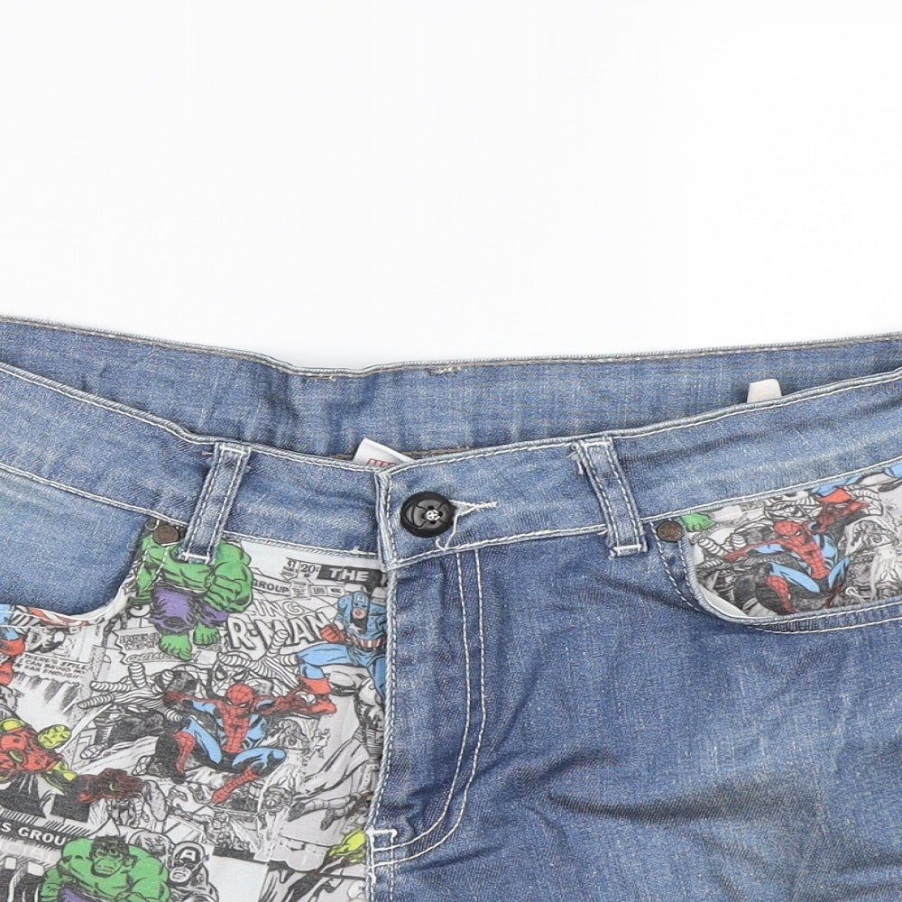 Marvel Comics Womens Blue  Denim Hot Pants Shorts Size 16 - Marvel Comics