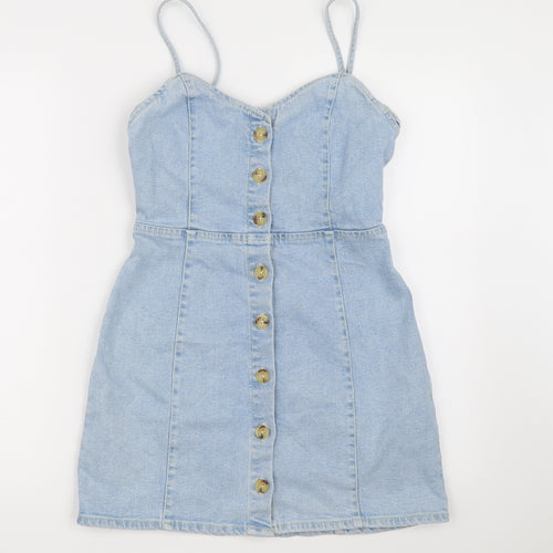 Zara Womens Blue  Denim Pinafore/Dungaree Dress  Size M