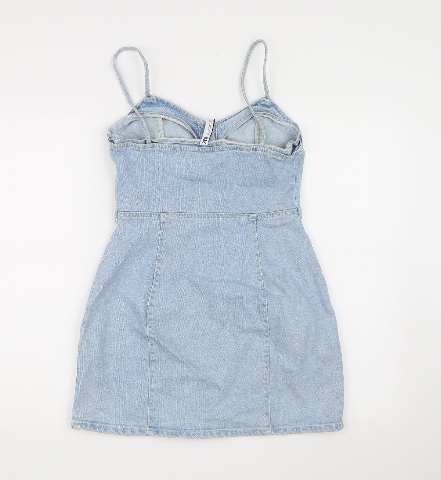 Zara Womens Blue  Denim Pinafore/Dungaree Dress  Size M