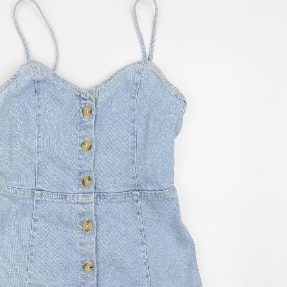 Zara Womens Blue  Denim Pinafore/Dungaree Dress  Size M