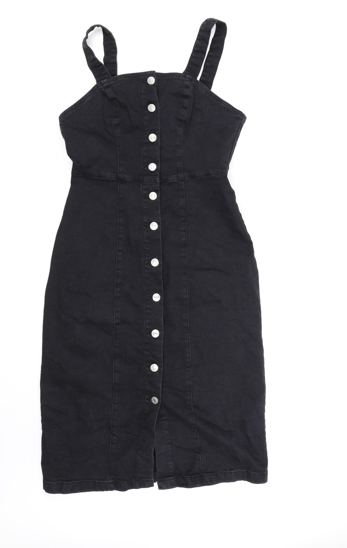 Denim CO. Womens Black  Denim Pinafore/Dungaree Dress  Size 12
