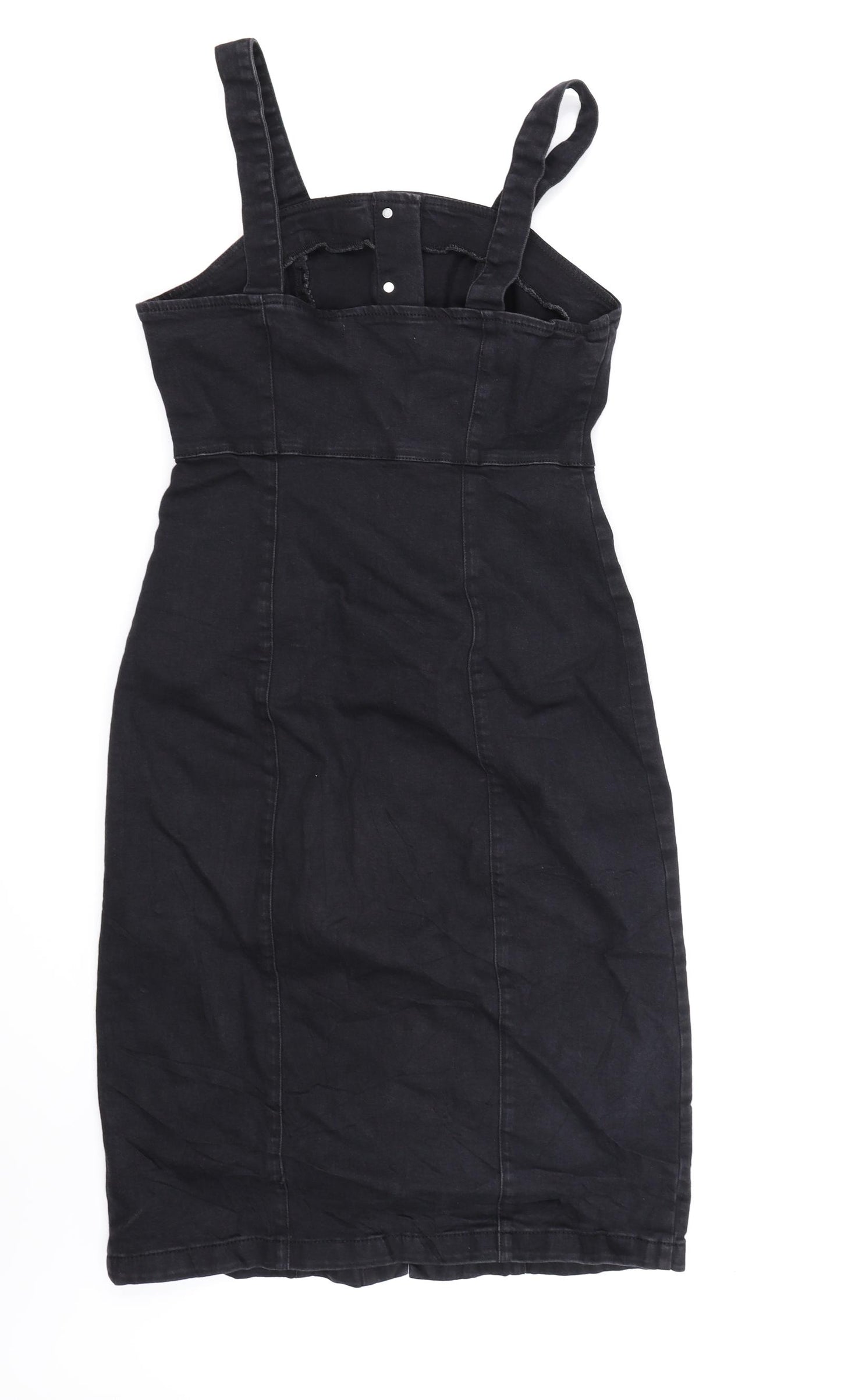 Denim CO. Womens Black  Denim Pinafore/Dungaree Dress  Size 12