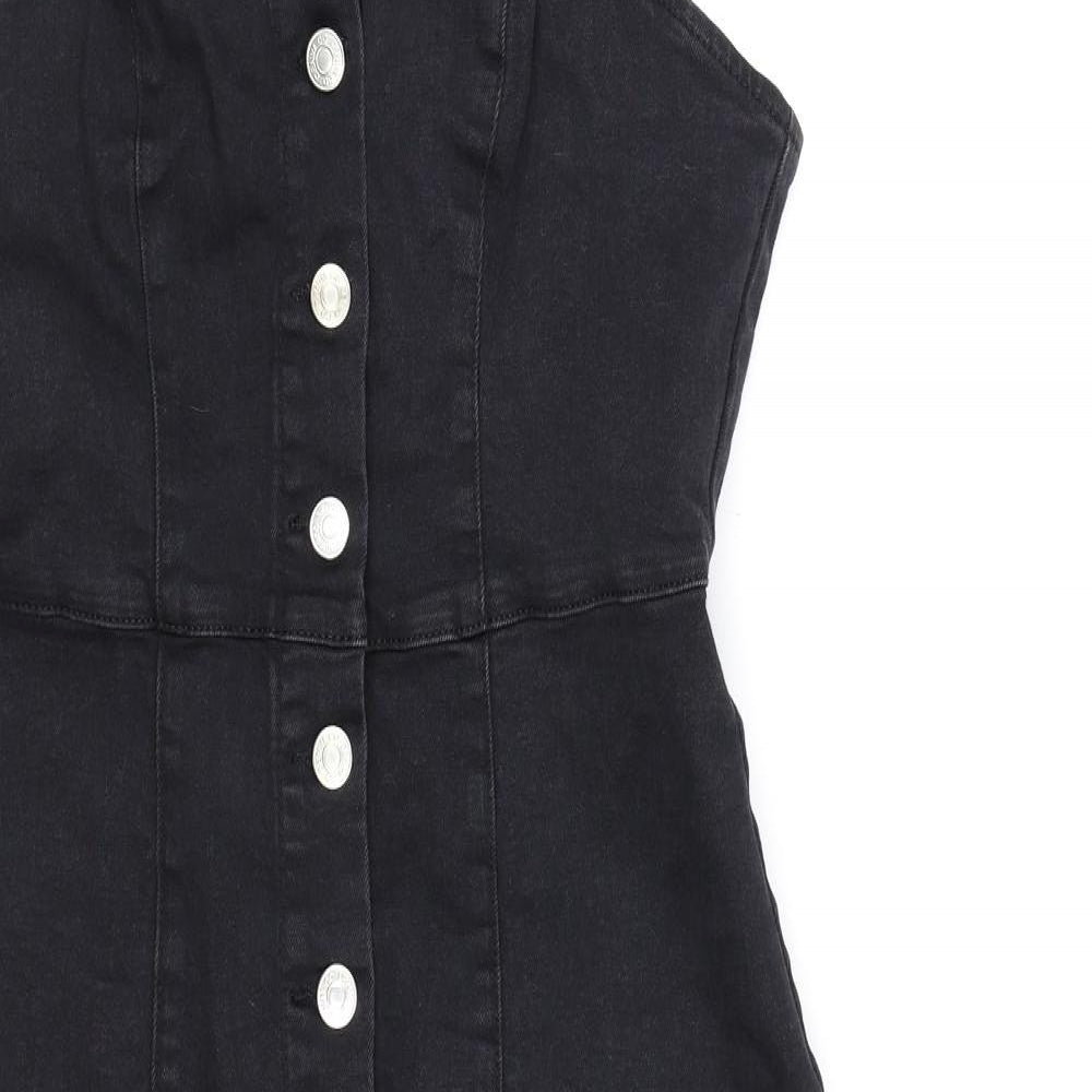 Denim CO. Womens Black  Denim Pinafore/Dungaree Dress  Size 12