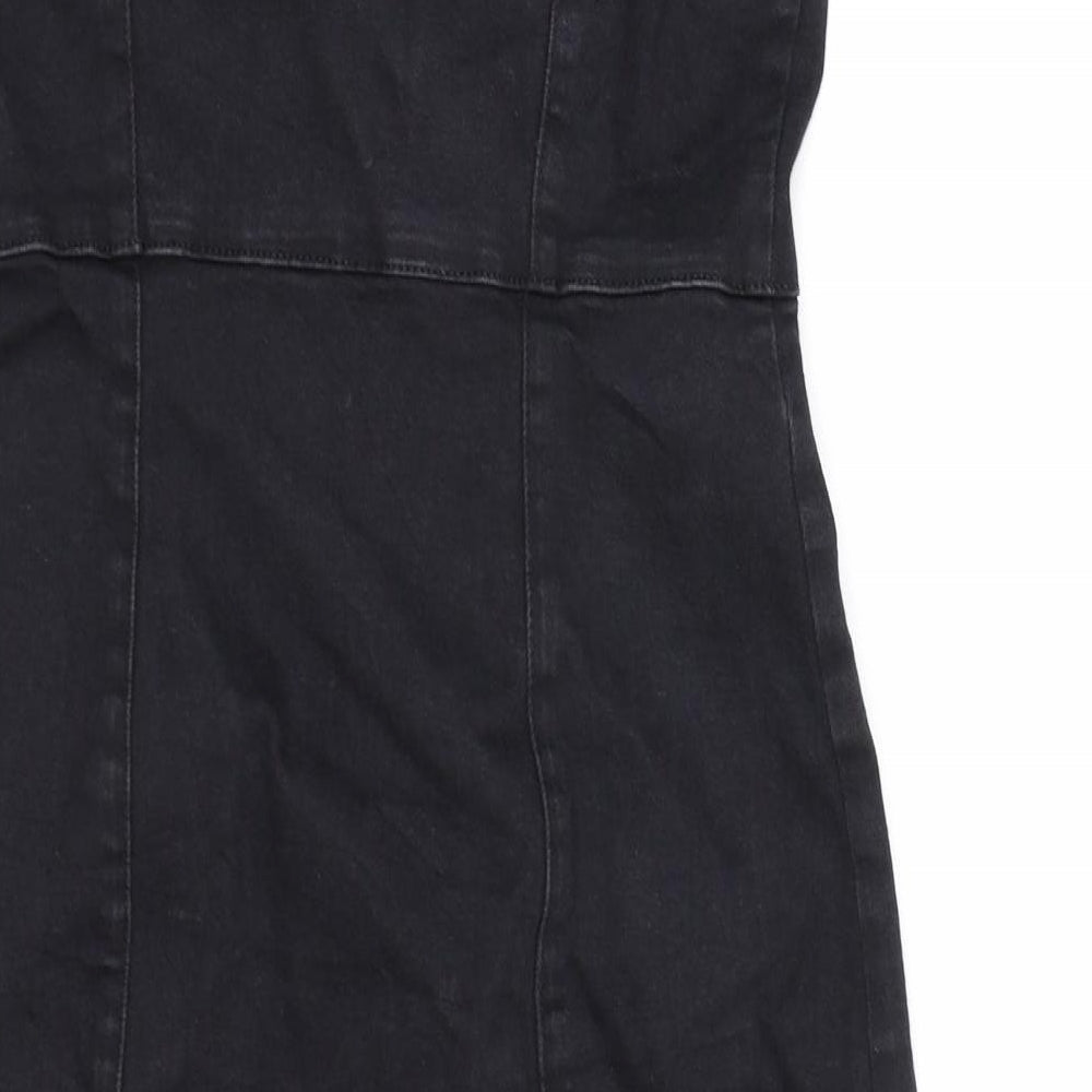 Denim CO. Womens Black  Denim Pinafore/Dungaree Dress  Size 12