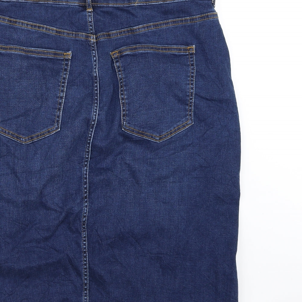 Per Una Womens Blue  Denim A-Line Skirt Size 16