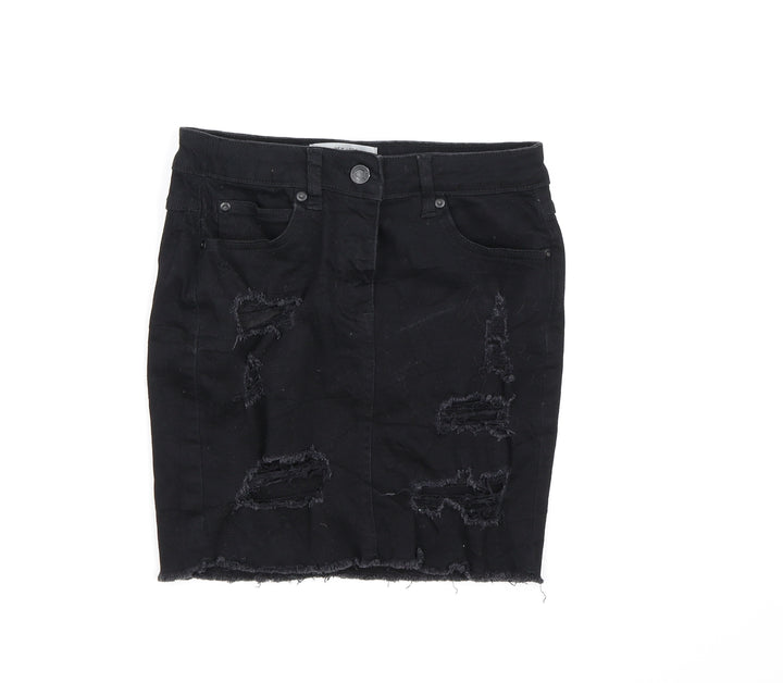 New Look Womens Black Denim A-Line Skirt Size 6