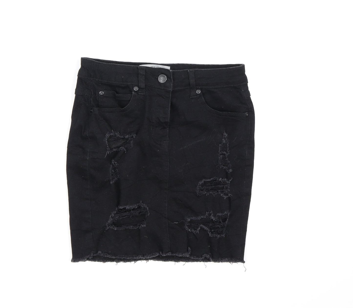 New Look Womens Black  Denim A-Line Skirt Size 6