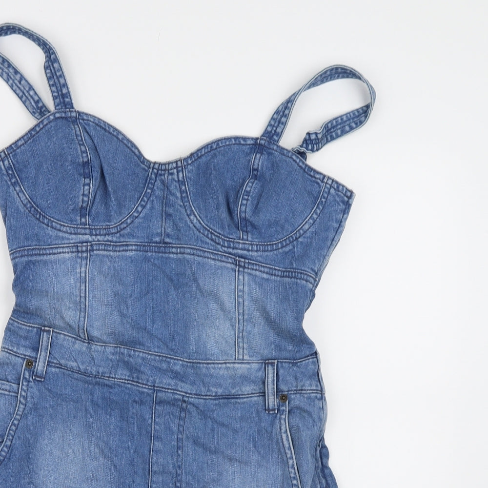 Moto Womens Blue  Denim Dungaree One-Piece Size 12 L3 in