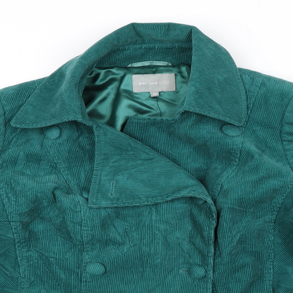 Per Una Womens Green  Corduroy Jacket Blazer Size 14