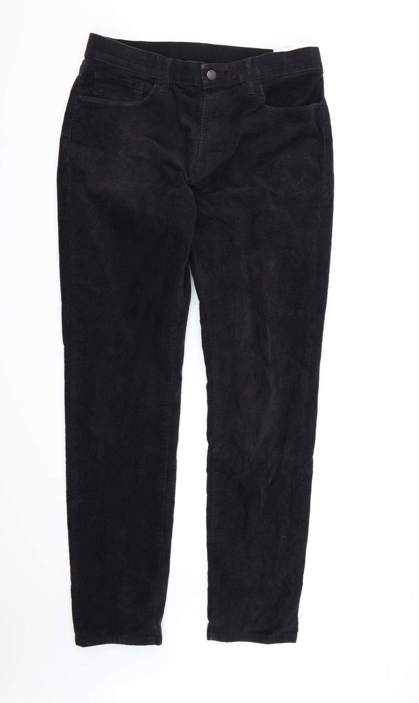 UNI QLO Mens Black  Corduroy Trousers   L30 in