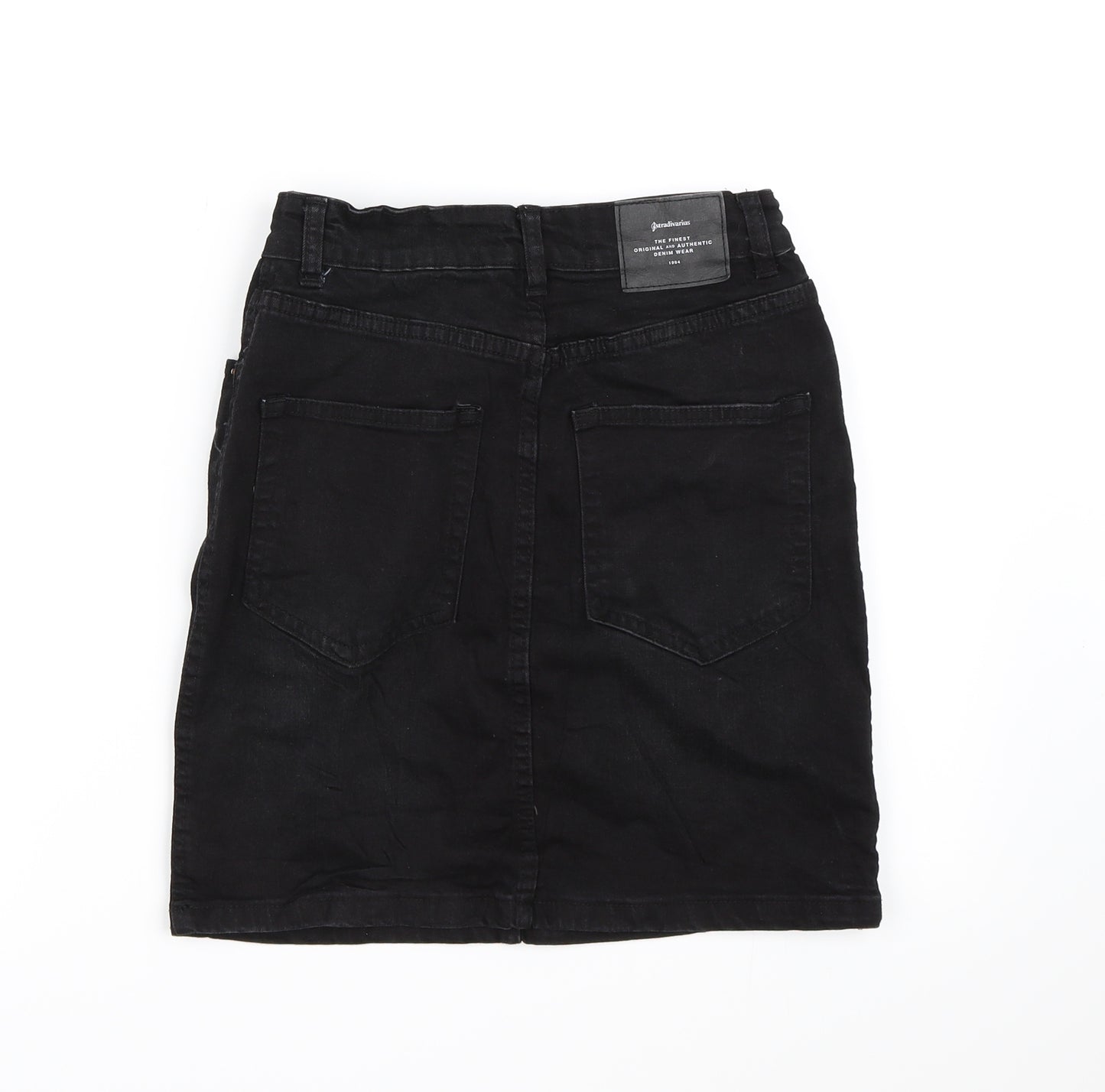 Stradivarius Womens Black  Denim A-Line Skirt Size 8