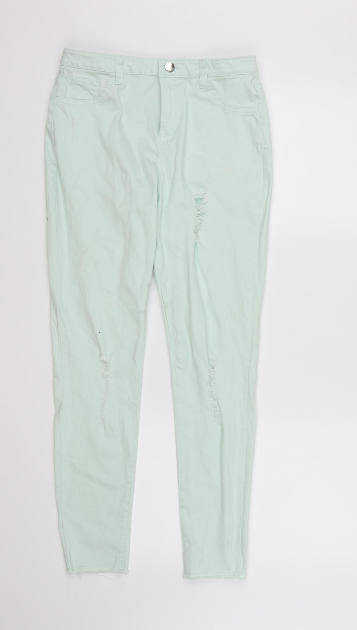 Denim CO. Girls Green Denim Skinny Jeans Size 13-14 Years - DISTRESSED