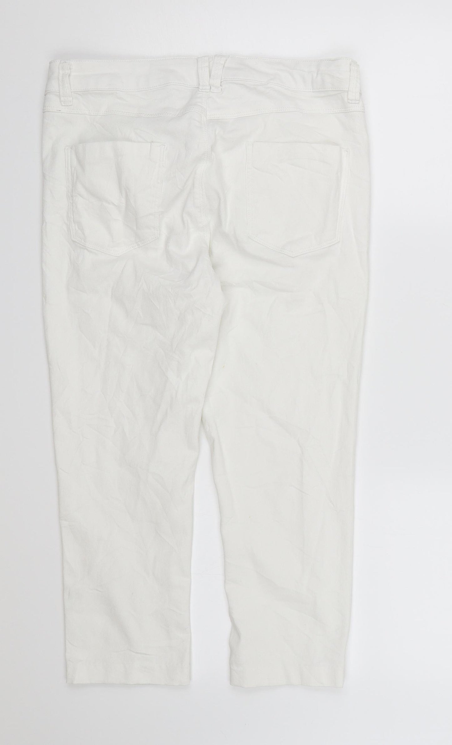 Marks and Spencer Womens White  Denim Cropped Trousers Size 14 L20 in