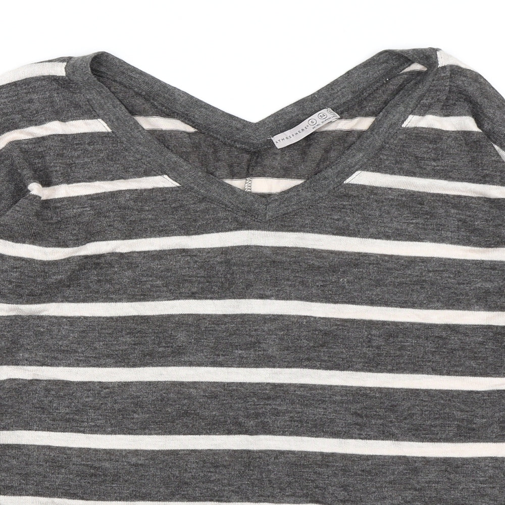 Atmosphere Womens Grey Striped Knit Pullover Jumper Size 6