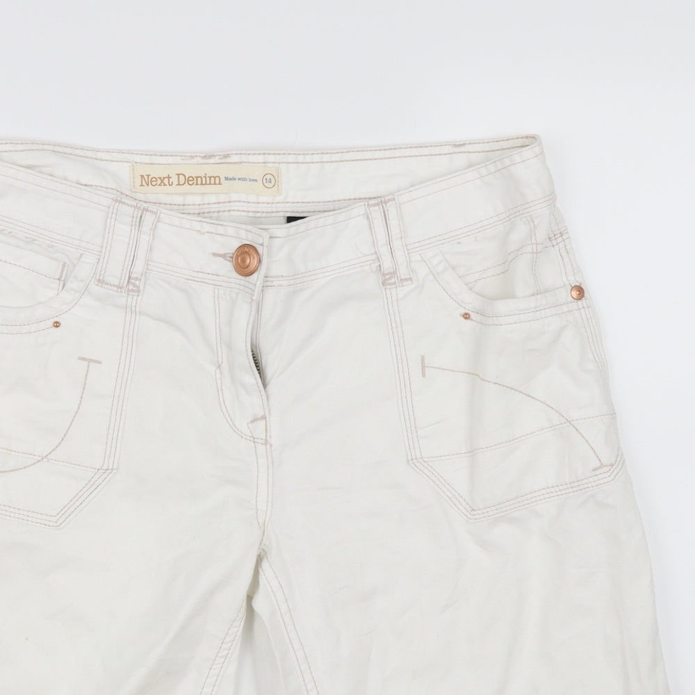 NEXT Womens White  Denim Bermuda Shorts Size 14