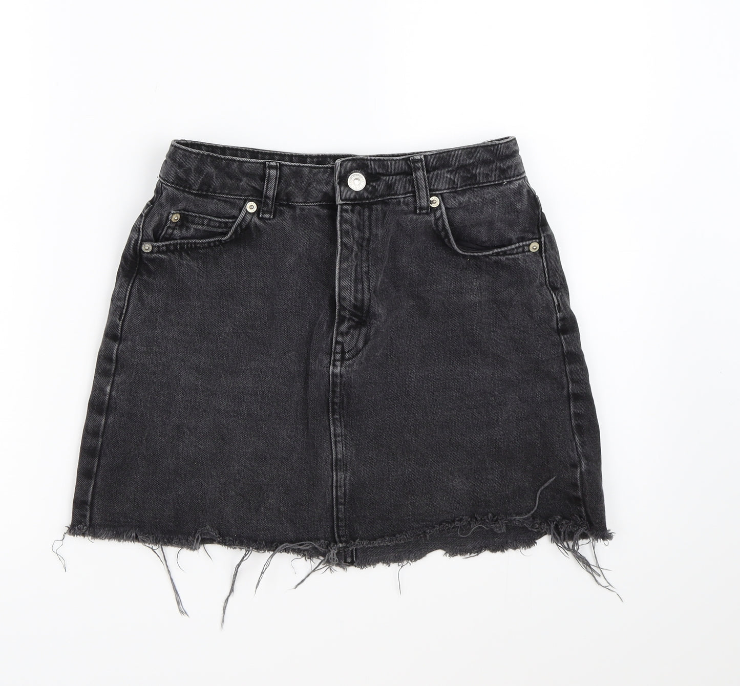 Topshop Womens Black  Denim A-Line Skirt Size 8