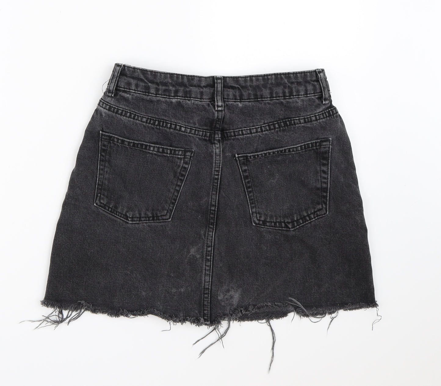 Topshop Womens Black  Denim A-Line Skirt Size 8