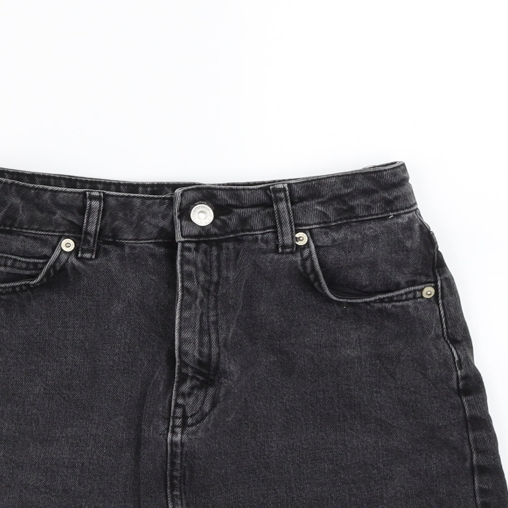Topshop Womens Black  Denim A-Line Skirt Size 8