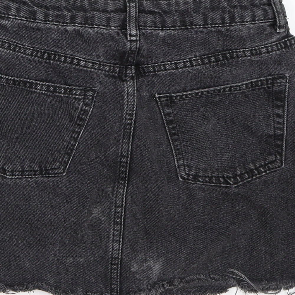 Topshop Womens Black  Denim A-Line Skirt Size 8