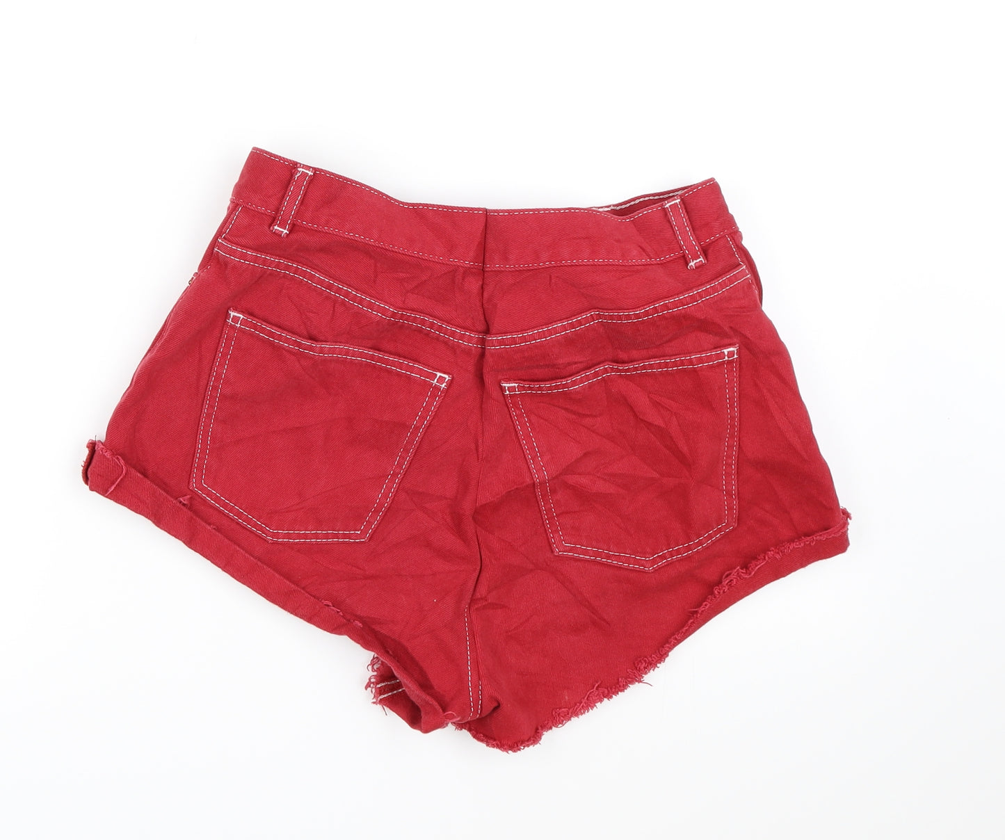 ASOS Womens Red  Denim Hot Pants Shorts Size 14