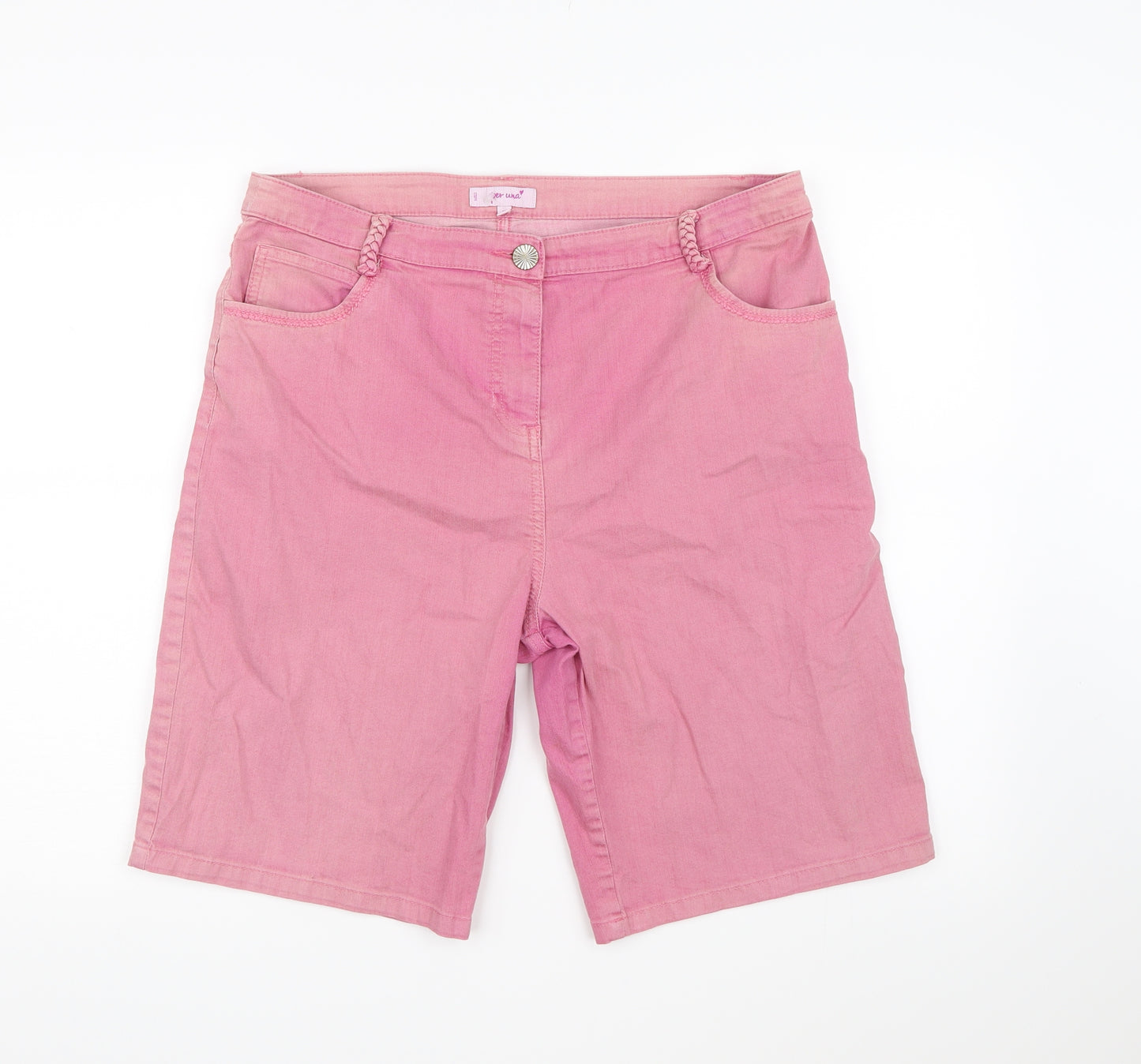 Per Una Womens Pink  Denim Bermuda Shorts Size 18