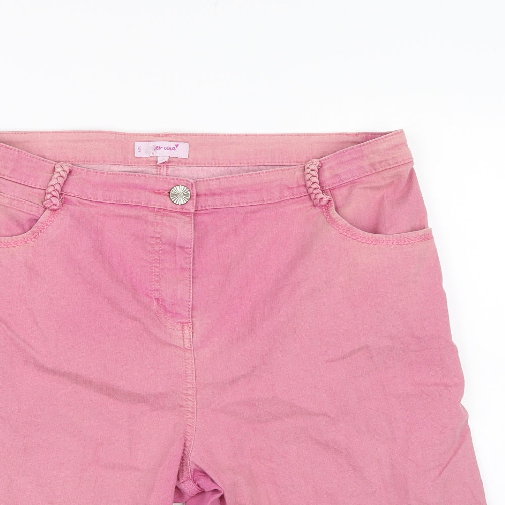 Per Una Womens Pink  Denim Bermuda Shorts Size 18