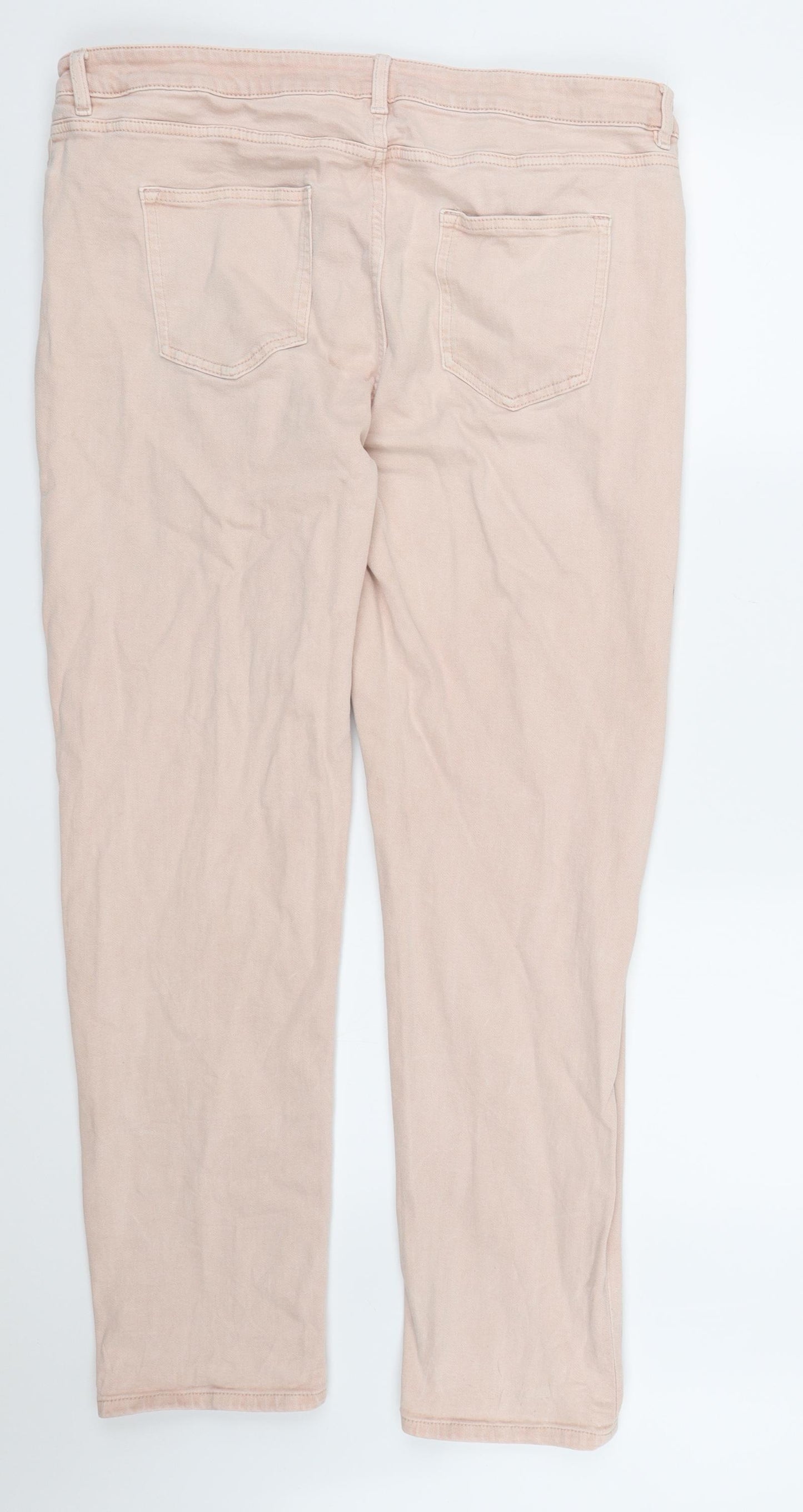 Marks and Spencer Womens Pink  Denim Straight Jeans Size 18 L29 in