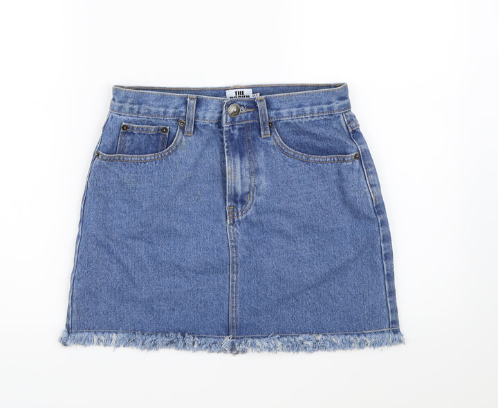 The Rockin Rev Womens Blue Denim A-Line Skirt Size 8