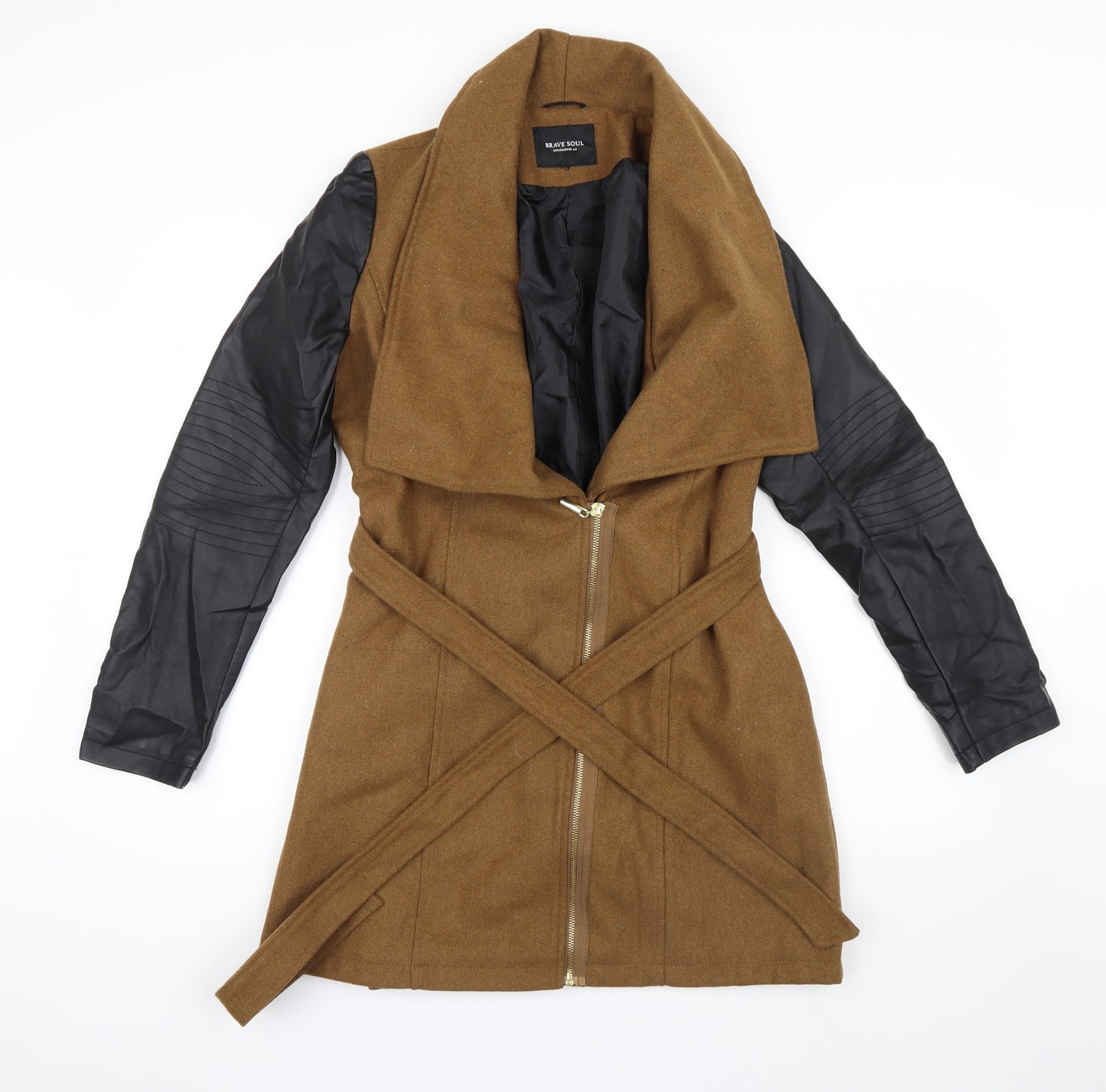 Brave Soul Womens Brown   Trench Coat Coat Size 10