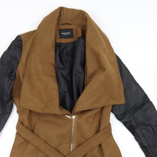 Brave Soul Womens Brown   Trench Coat Coat Size 10