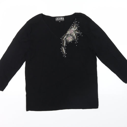casamia  Womens Black   Pullover Jumper Size M  - beaded flower