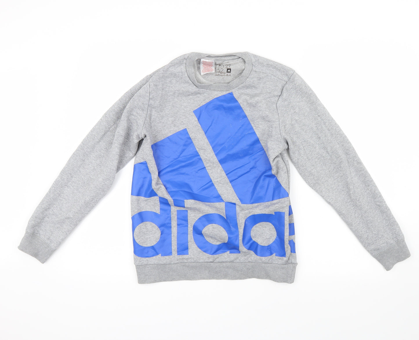 adidas Boys Grey   Pullover Sweatshirt Size 10-11 Years  - adidas logo
