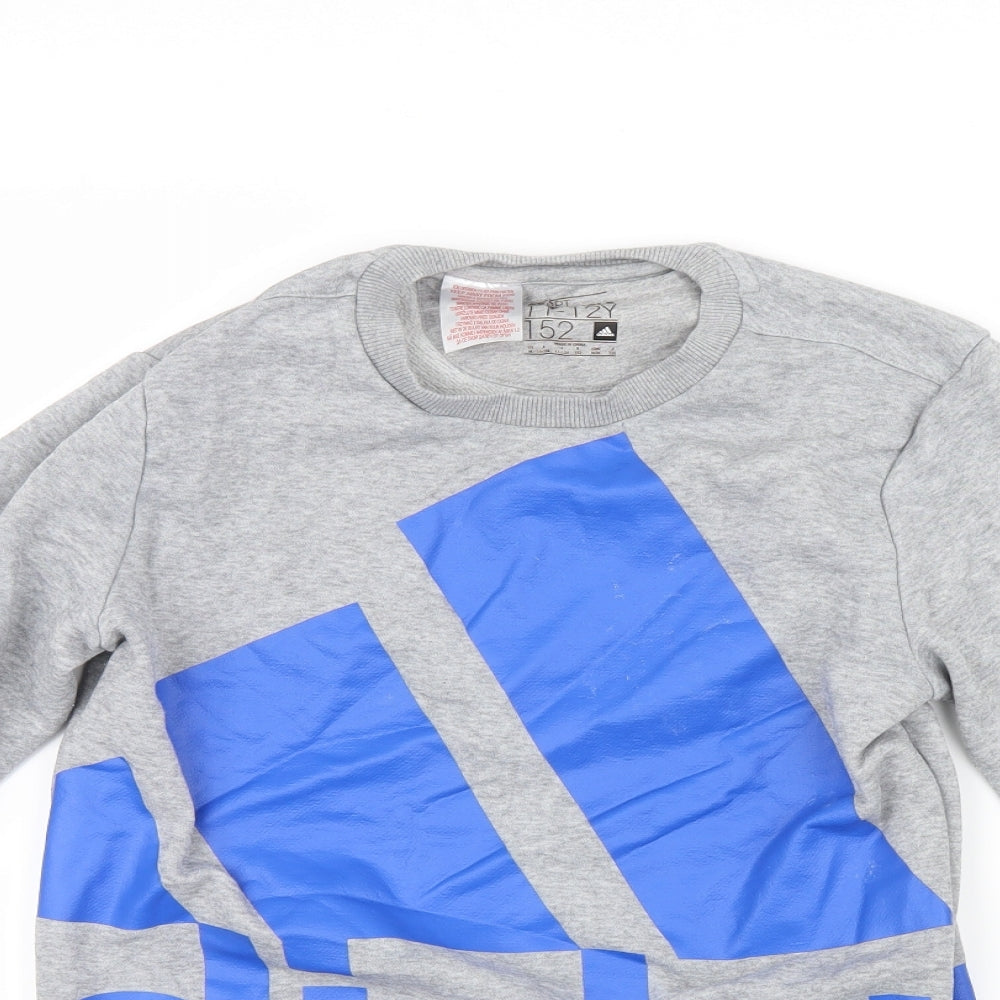 adidas Boys Grey   Pullover Sweatshirt Size 10-11 Years  - adidas logo