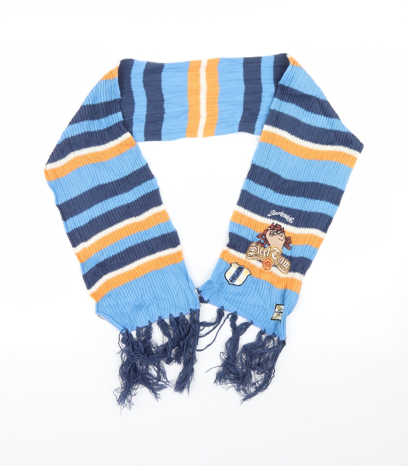Preworn Boys Blue Striped  Scarf  One Size  - Tasmanian devil