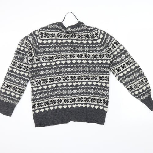 Atmosphere Womens Grey Fair Isle  Cardigan Jumper Size 16