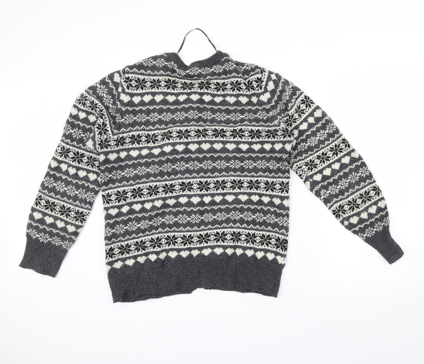 Atmosphere Womens Grey Fair Isle  Cardigan Jumper Size 16