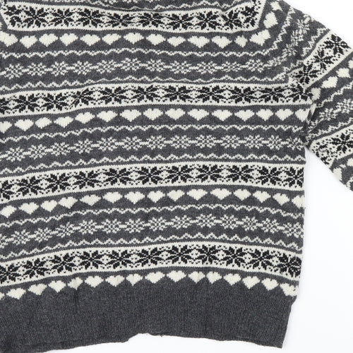 Atmosphere Womens Grey Fair Isle  Cardigan Jumper Size 16