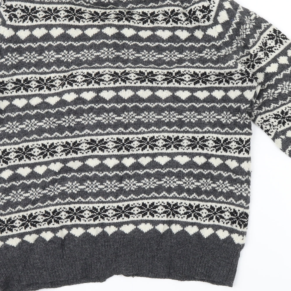 Atmosphere Womens Grey Fair Isle  Cardigan Jumper Size 16