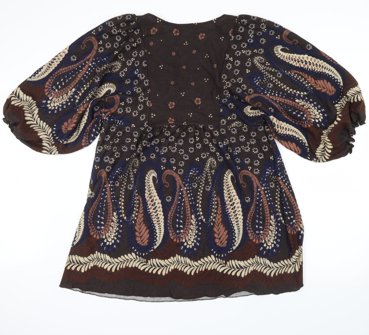 Preworn Womens Brown Floral  Basic Blouse Size L