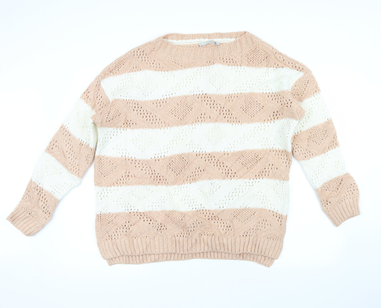 George Womens Beige Striped  Pullover Jumper Size 14