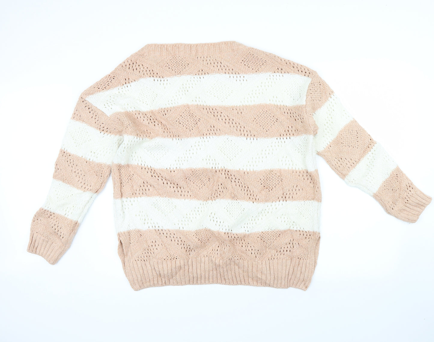 George Womens Beige Striped  Pullover Jumper Size 14