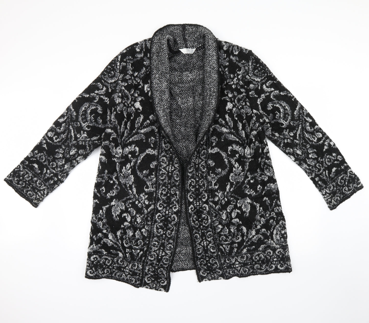 Marks and Spencer Womens Black Paisley  Cardigan Jumper Size 16