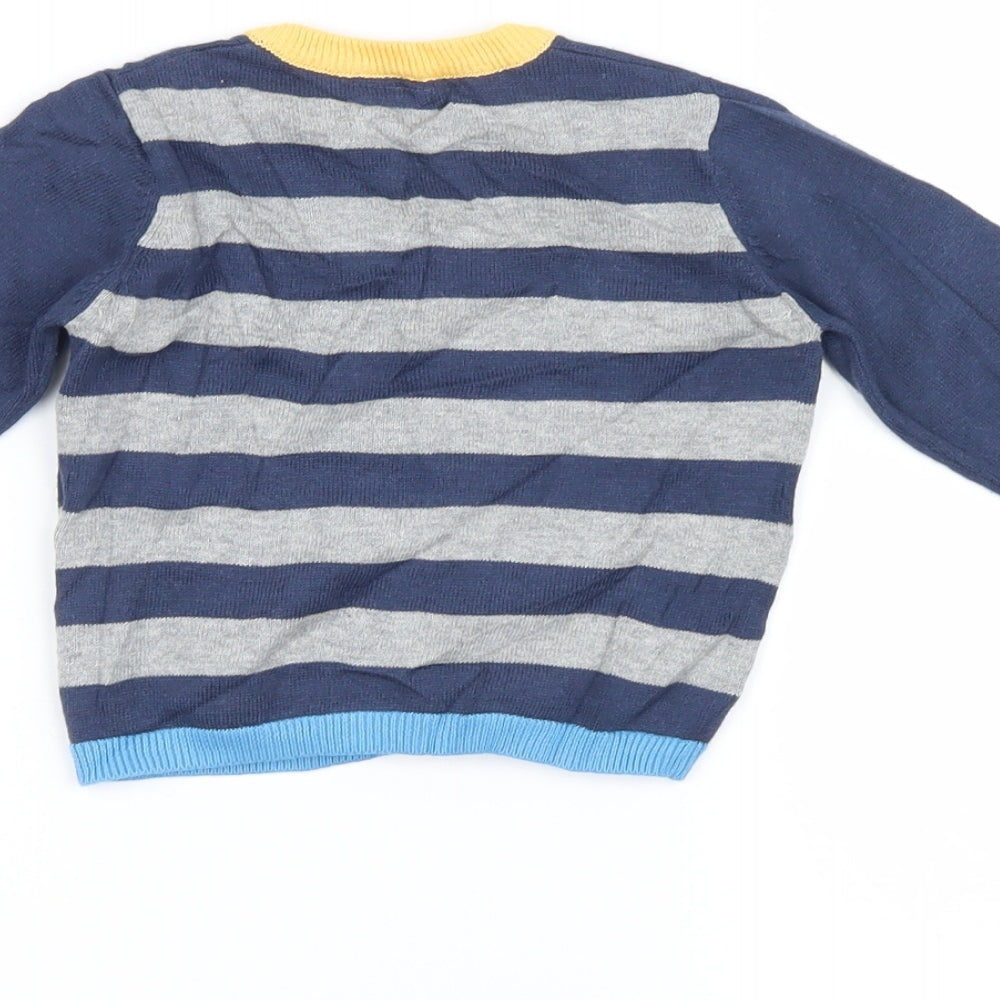 mamas & papas Boys Blue Striped  Cardigan Jumper Size 3-6 Months