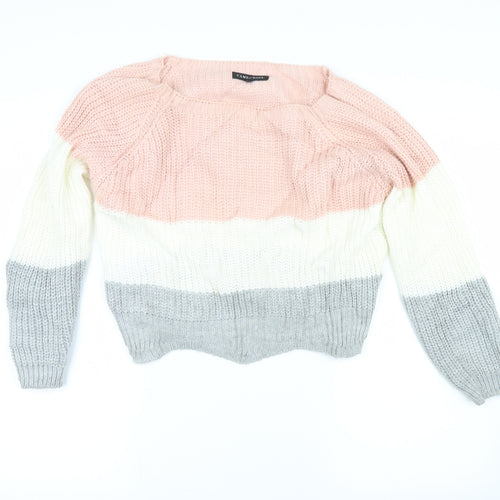 cameo rose Womens Pink Striped  Pullover Jumper Size M