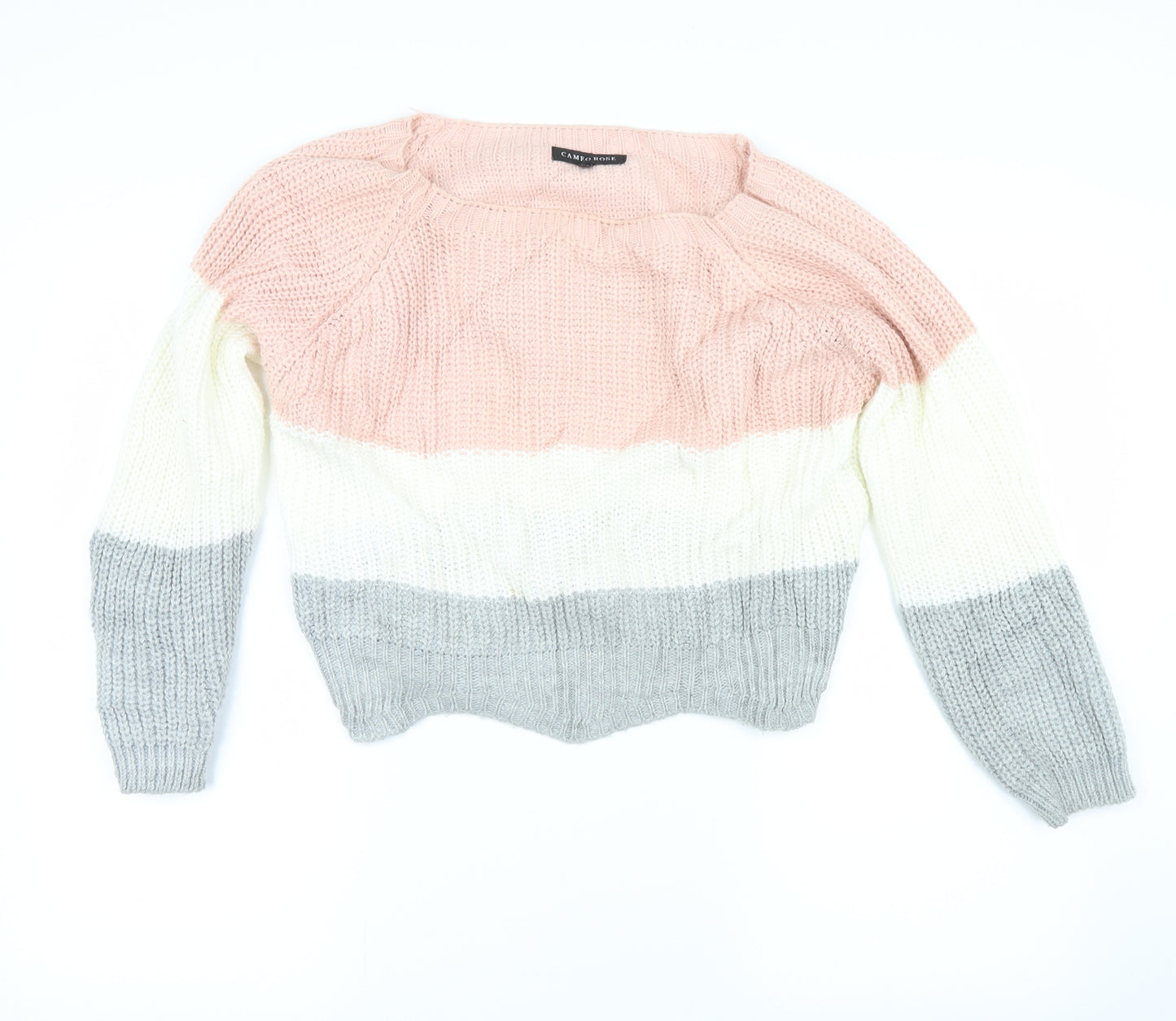 cameo rose Womens Pink Striped  Pullover Jumper Size M