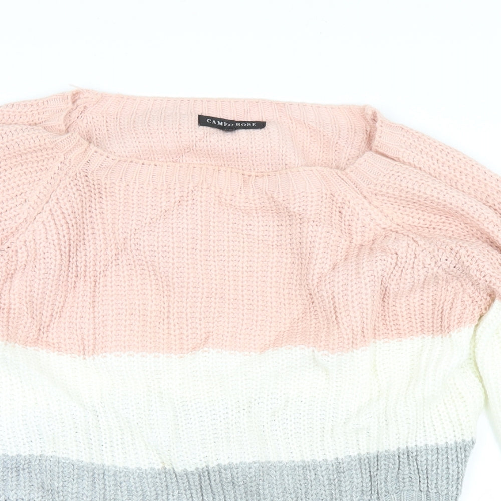 cameo rose Womens Pink Striped  Pullover Jumper Size M