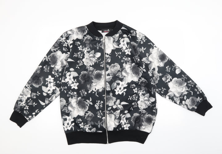 Nouvelle Womens Grey Floral Full Zip Jumper Size 18