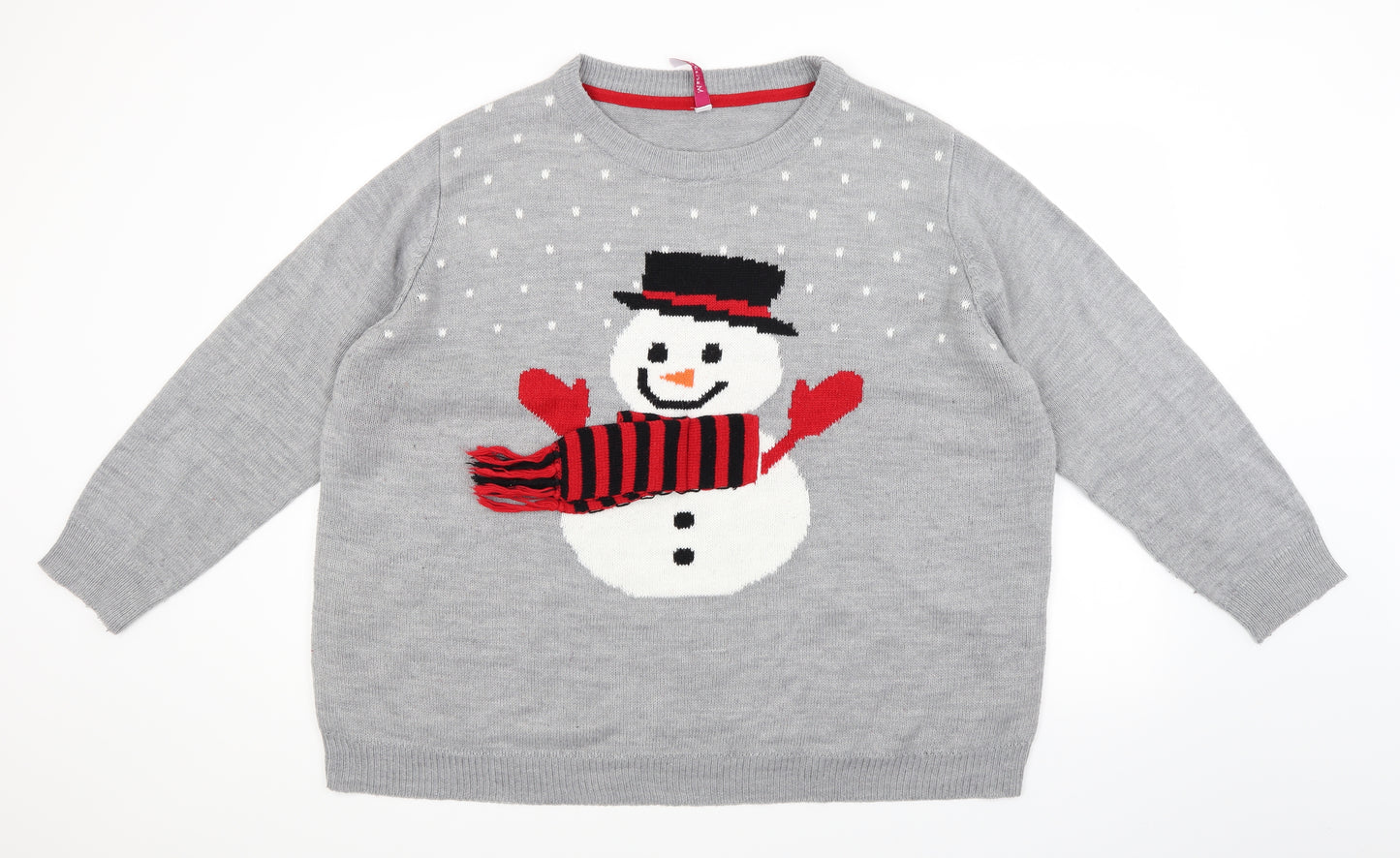 Marisota Womens Grey  Knit Pullover Jumper Size 28  - Christmas Snowman