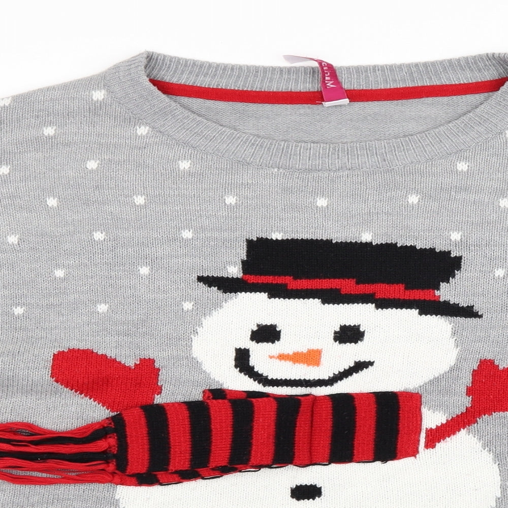 Marisota Womens Grey  Knit Pullover Jumper Size 28  - Christmas Snowman